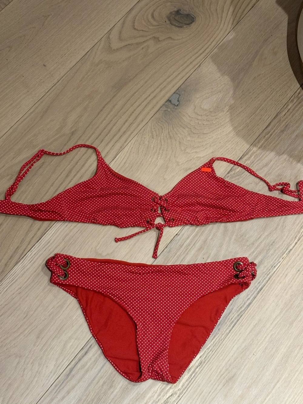 Roxy Red Polka Accent Bikini Top